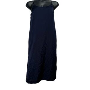 J. Crew Navy Blue Polyester Maxi Slip Dress Size M